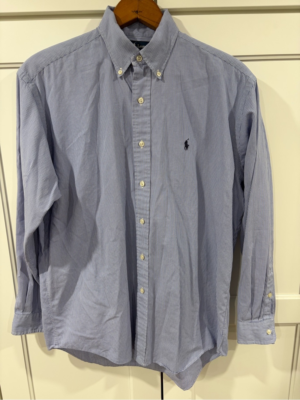 Ralph Lauren Men's Light Blue Mini-Check Button-Down Shirt